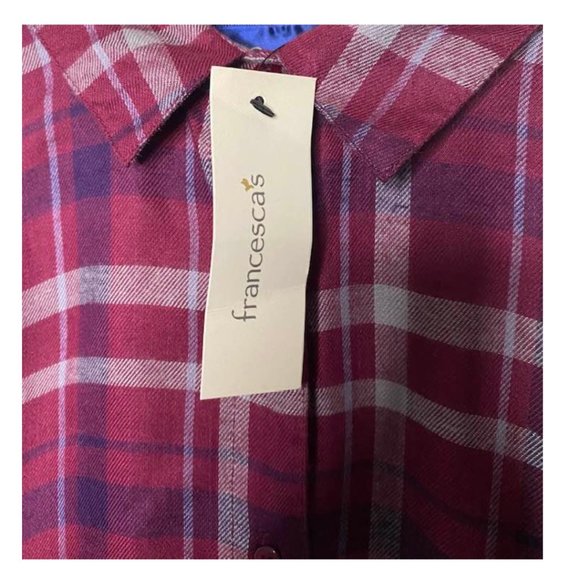 NWT  Francescas Blue Rain Cold Shoulder Soft Top With Ruffles Size Small - Picture 5 of 7